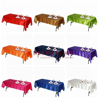 

Cheap Wedding White Satin Table Cloth Rectangle Table Cover Table Overlay for Wedding Birthday Party Decors Christmas Tablecloth