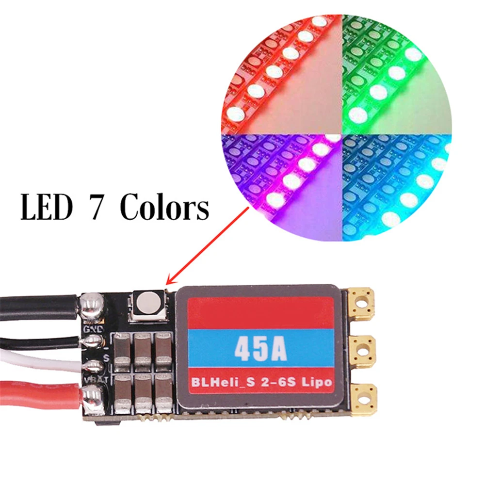 BLHeli_S 35A/45A бесщеточный ESC с светодиодный светильник 2S 6S LIPO для FPV пересекающего