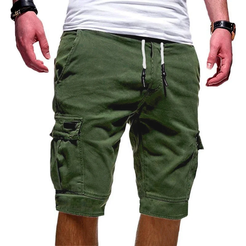 Pantalones de media pierna para hombre, pantalones informales holgados y transpirables con múltiples bolsillos para verano NOV99