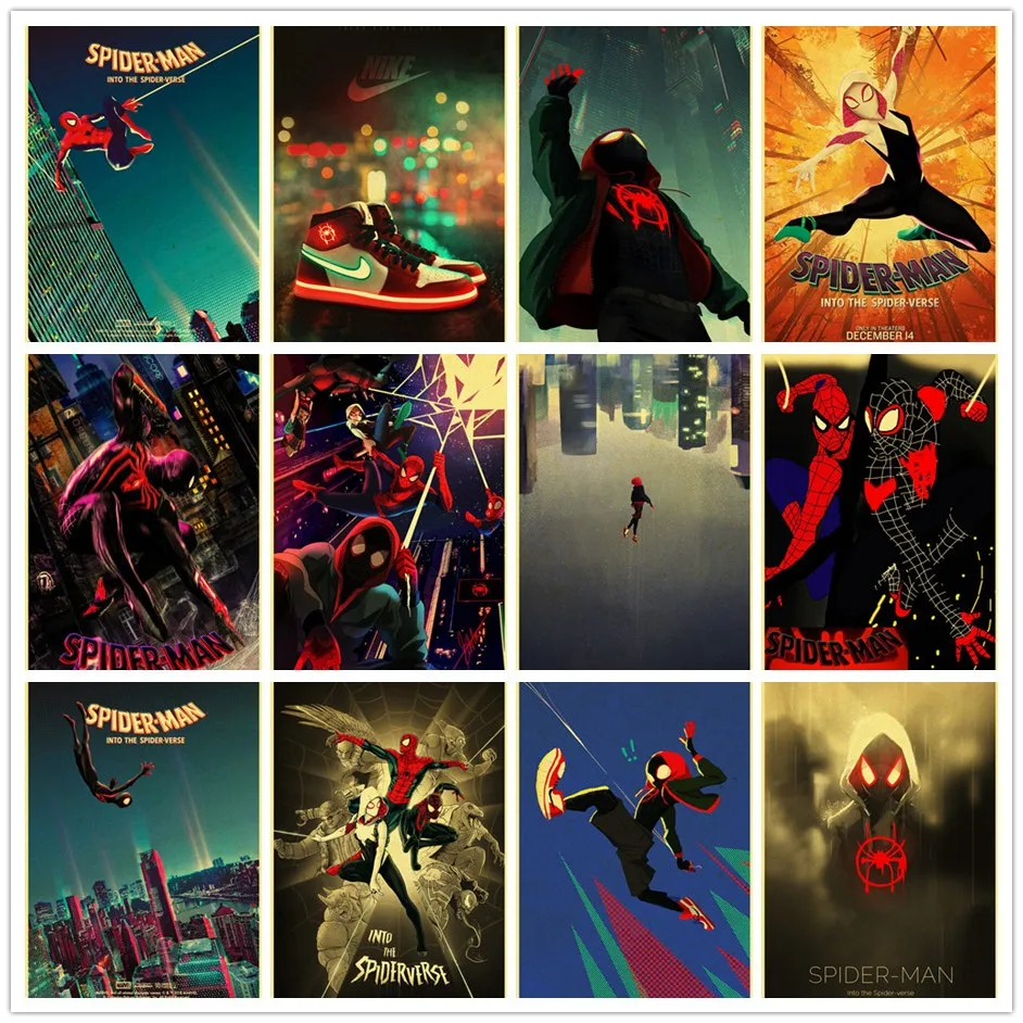 Новый Marvel аниме фильм Человек паук в ретро стихе постер для домашней комнаты Бар