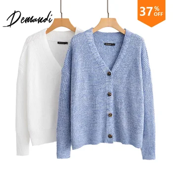 

DEMANDI sweater women's autumn and winter new relaxed leisure commuting day-to-day lazy wind knitted sweater