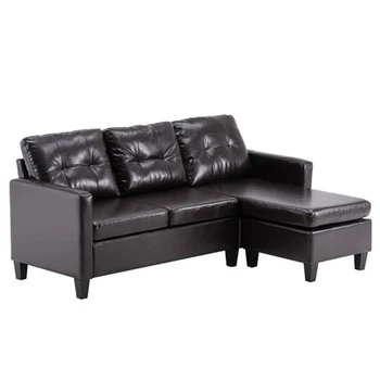

196x68x80CM PU Combination Sofa Dark Brown Perfect for a Small Space and Easy to Lay Down on for a Nap