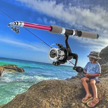 Детский комплект для рыболовных снастей, портативная катушка для удочек с 1,8 м, выдвижная удочка, Рыболовная катушка, рыболовная Сумка