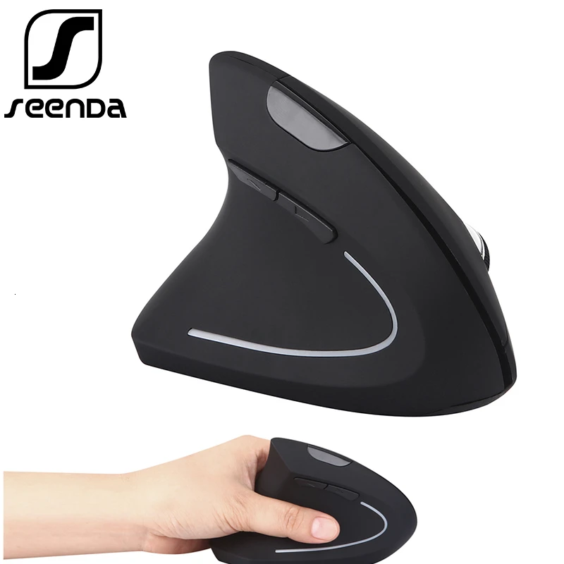 Вертикальная мышь SeenDa 2 4g беспроводная игровая для левой руки USB оптическая