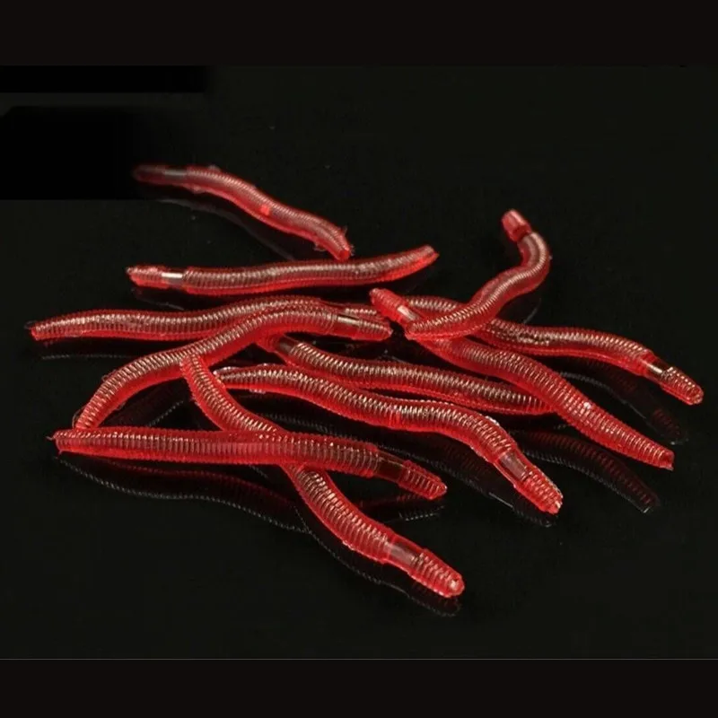 

50pcs/lot Soft Fishing Lure Bait Bionic Red Worm 4cm for Fishing