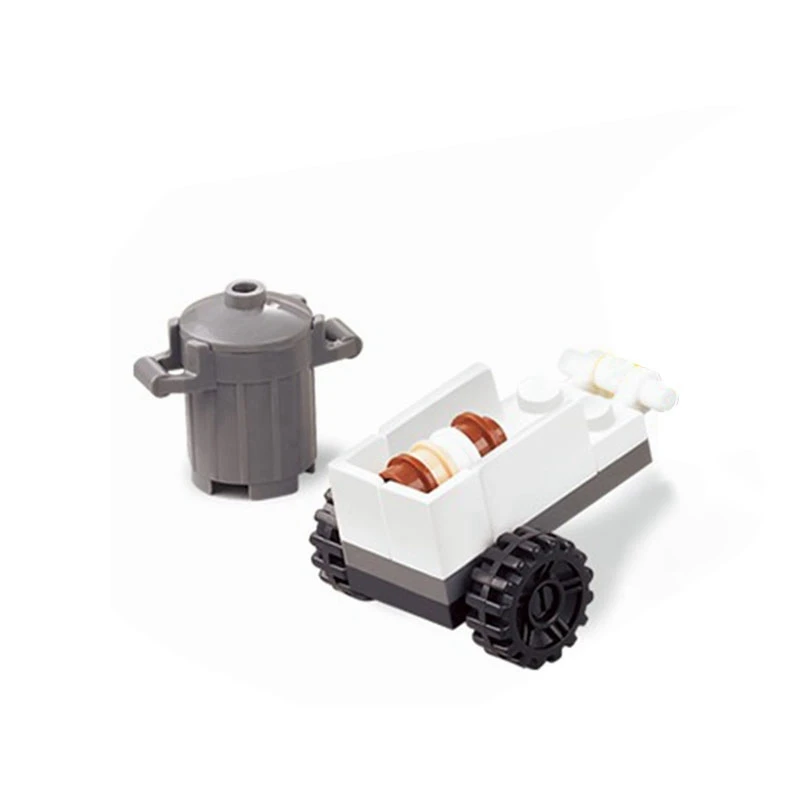 

Legoing Waste Bins Trolley City Series Figuers MOC Creator Locking Brick Birthday Gifts Garbage Can Parts City Series Waste Bins
