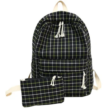 

New Fashion Women'S Backpack College Wind Student Girl Bag Travel Plaid Style Shoulder Bag