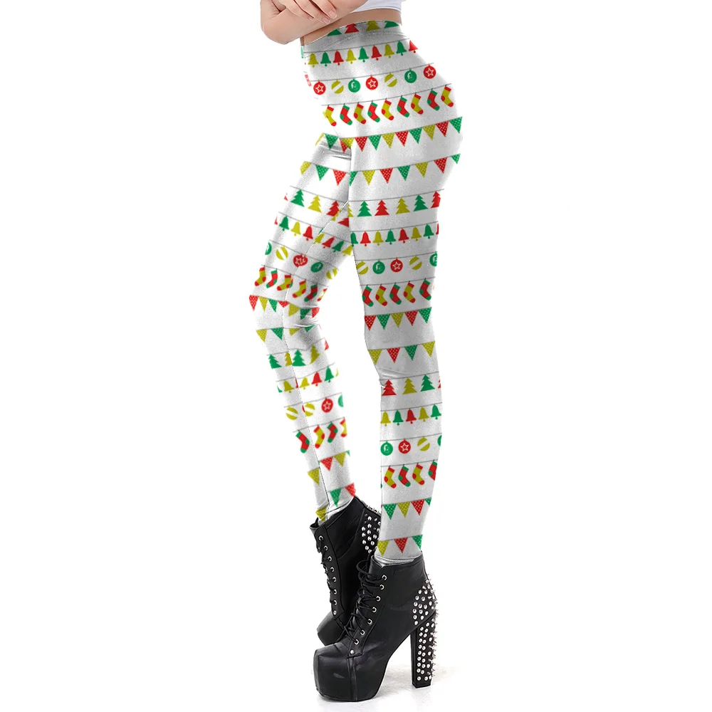Рождественские Леггинсы для женщин, новогодние леггинсы, 3D кружевные дизайнерские зимние леггинсы, Рождественская одежда размера плюс