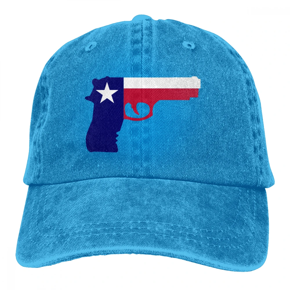 Состояние Техасского флага и пистолета Casquette натуральный унисекс Мужские Женские джинсовые бейсболка с ремешком кепки Регулируемый Гольф папа шляпа