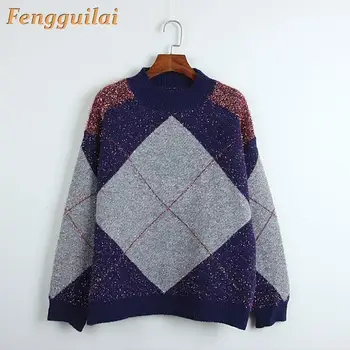 

FENGGUILAI Thick Sweater Women's O-Neck Sweater Female 2020 Spring Autumn Loose Pullover Casual Bright Silk Solid Sweaters Femal