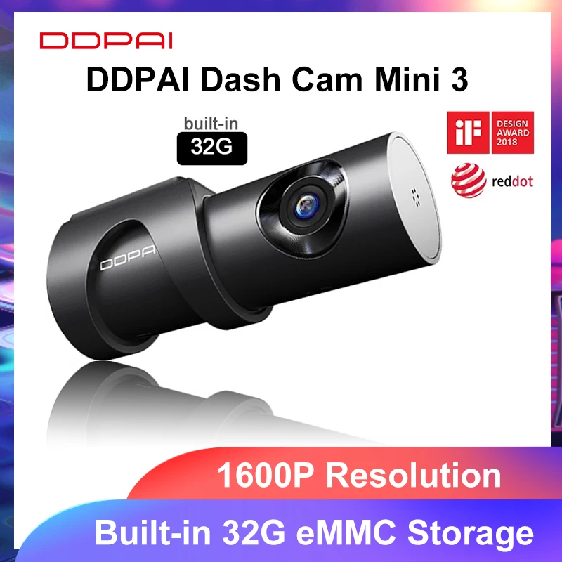 Ddpai dash cam mini 3 1600p hd dvr câmera de carro mini3 unidade