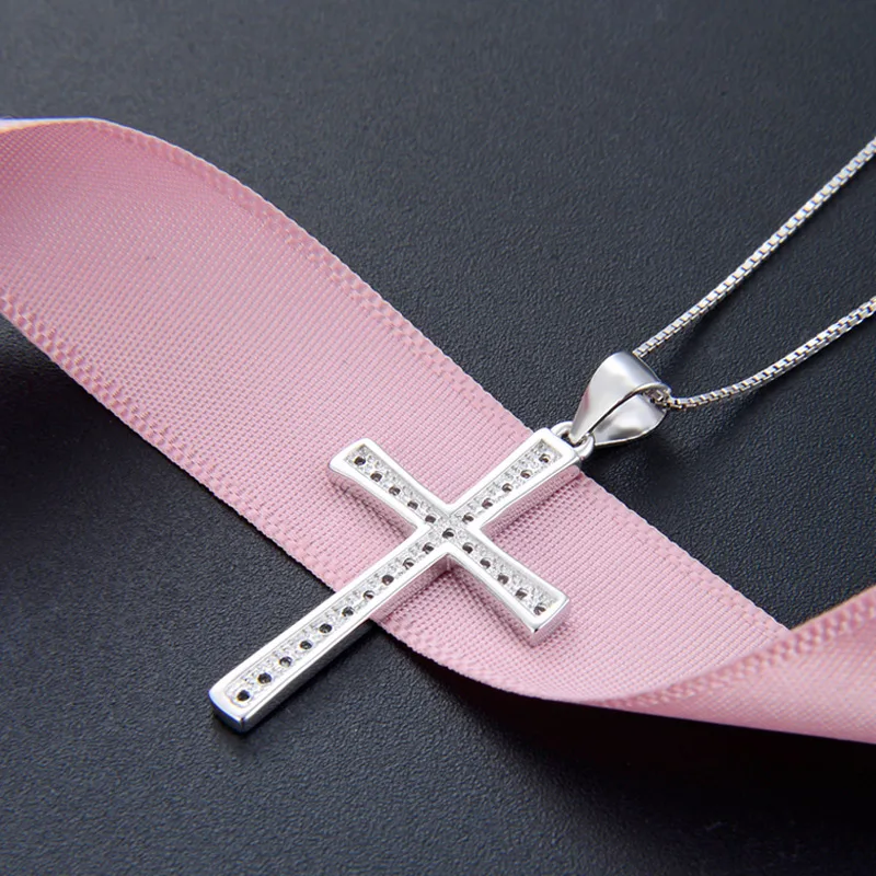 hot Selling Explosive Diamond Cross S925 Silver Necklace Pendant Elegant And Versatile Girls' Jewelry