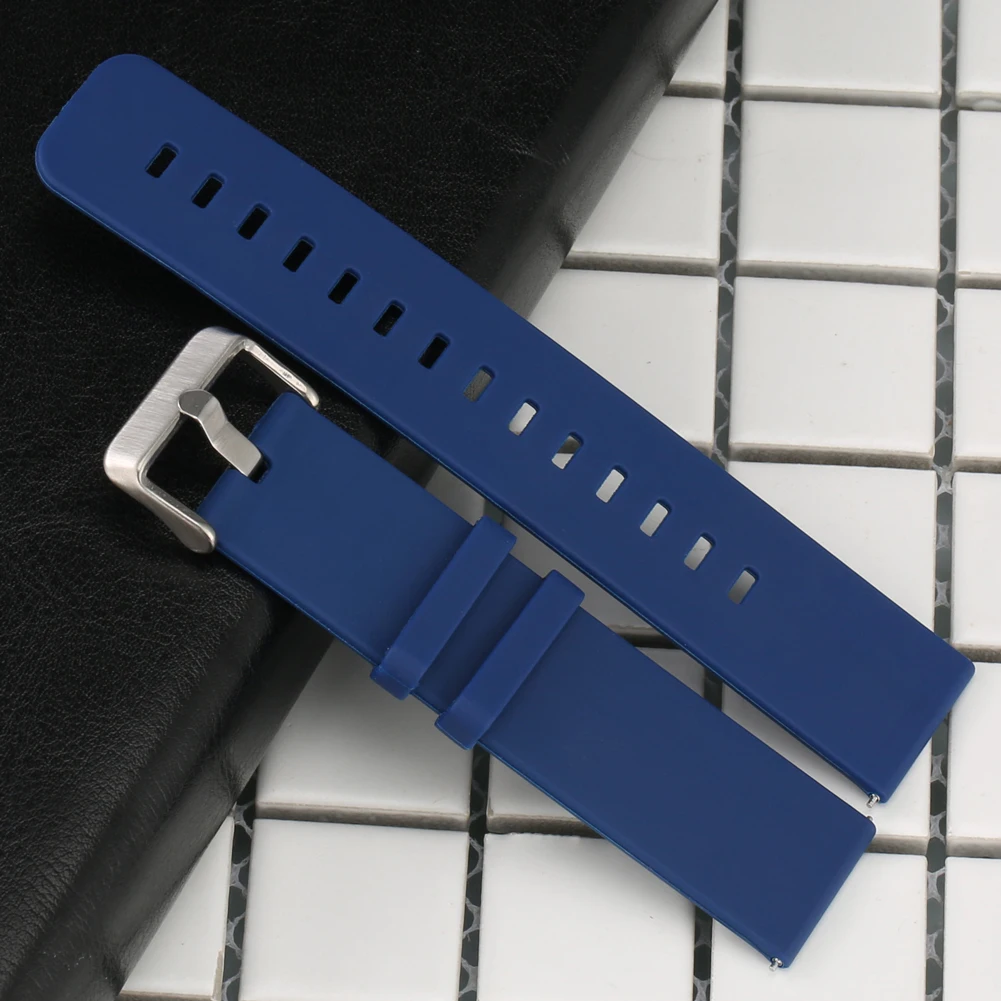 

Colorful Soft Silicone Watchbands for Men Women Watch 20mm 22mm Replacement Steel Buckle Bracelet Straps Spring Bars Accessories