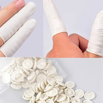 

ABOUT 140 Ps Latex Rubber Finger Cots Finger Protectors Powder