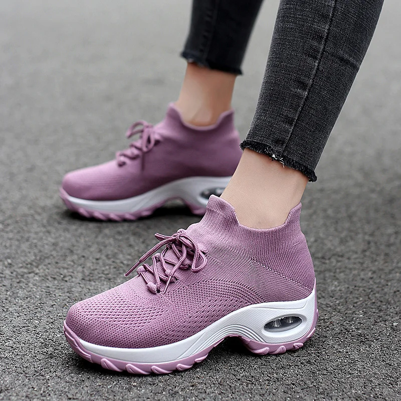 High Quality Woman Shoes Platform Shoes Women Fashion Sneakers Casual Flats Ladies Air Cushion Run Shoes Female Student Trainers