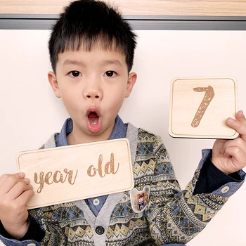 

1set Photography Baby Photo Growth Commemorative Age Birth Date Month Props Background Number Wood Card As Family Memory Gift