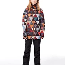 GSOU Снежный бренд для женщин лыжный костюм куртка для сноуборда и лыжного спорта брюки ветрозащитные водонепроницаемые уличная спортивная одежда женский утолщенный костюм с капюшоном