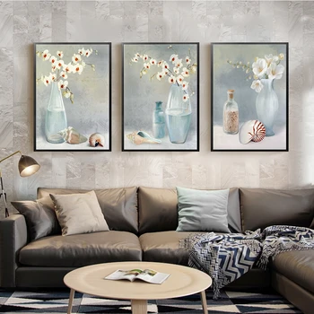 

Nordic Classical Flower Paintings Living room Canvas Print Posters European Pot Wall Art for Home Decor Bedroom Quotes