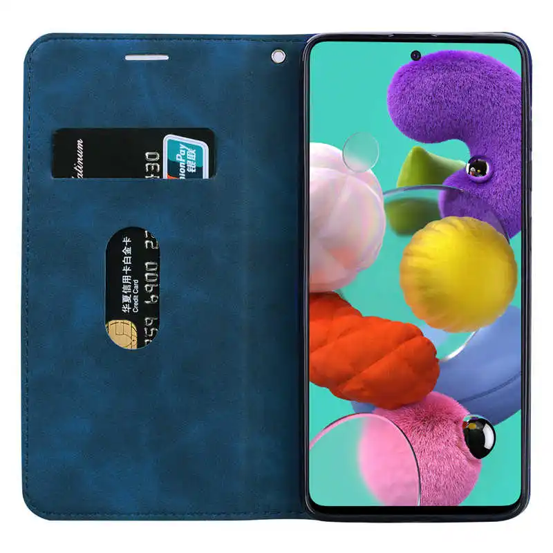 silicone case for samsung Luxury Leather Wallet Flip Case For Samsung Galaxy A51 Case Card Holder Magnetic Book Cover For Samsung A51 A 51 SM-A515F Case samsung silicone