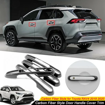 

4PCS ABS Carbon Fiber Look Side Door Handle Cover Trim for Toyota RAV4 2019-2020