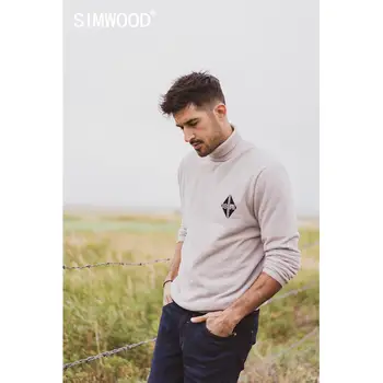 

SIMWOOD 2019 autumn winter new turtleneck sweater men casual high quality basic knitwear texture plus size brand clothing 582