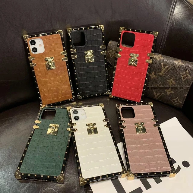 Luxury Brand Square Leather Phone Case For Iphone 11 Case 12 13 14 Pro Max  X Xs Max Xr 6 7 8 Plus Se Shockproof Soft Back Covers - Mobile Phone Cases  & Covers - AliExpress