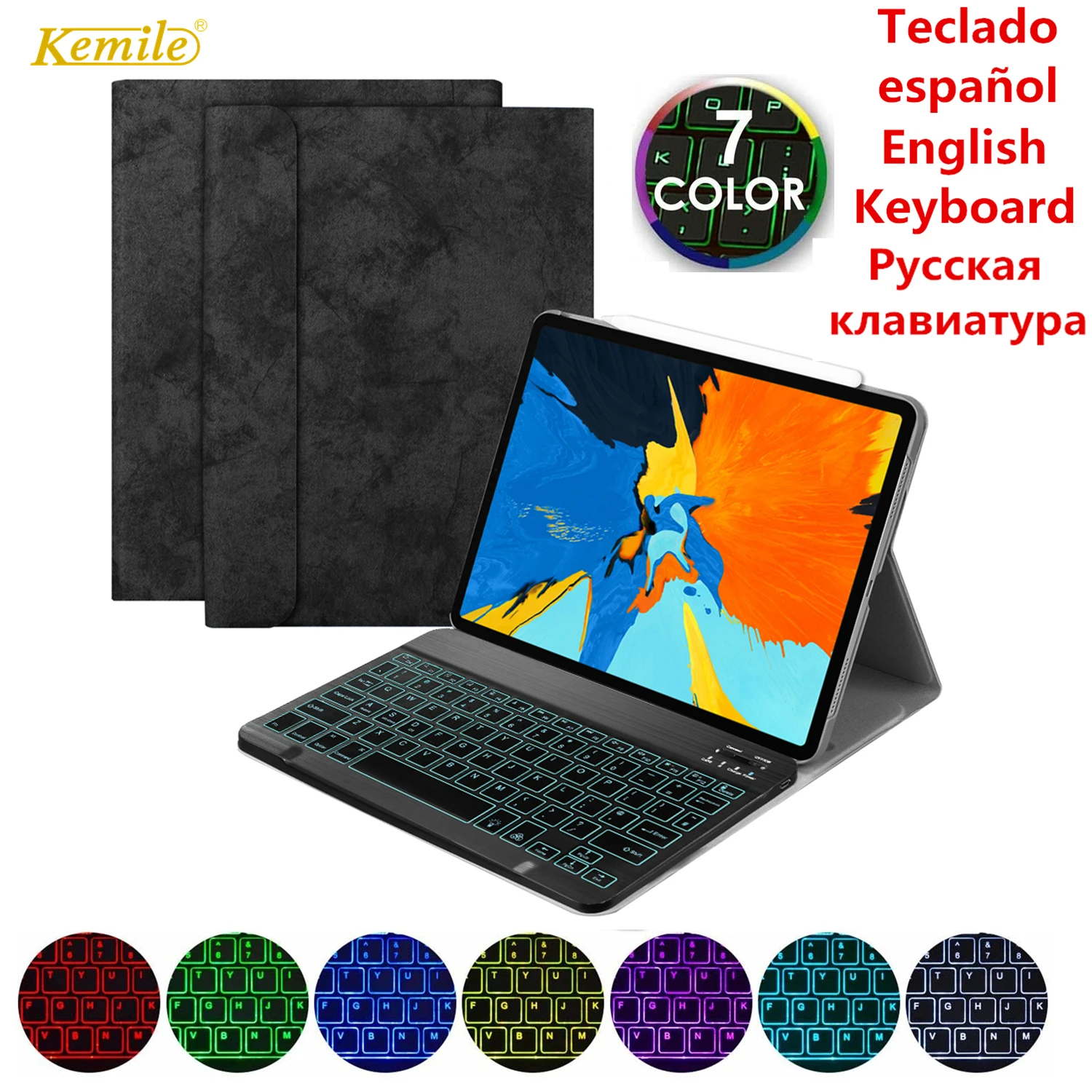 Для iPad Pro 11 Case W Беспроводная Bluetooth клавиатура кожаный защитный смарт-чехол для 2018