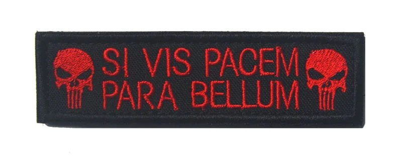 Embroidered Patches Skull Si Vis Pacem Para Bellum Tactical Hook Fastener Badge For vest Backpack Jacket