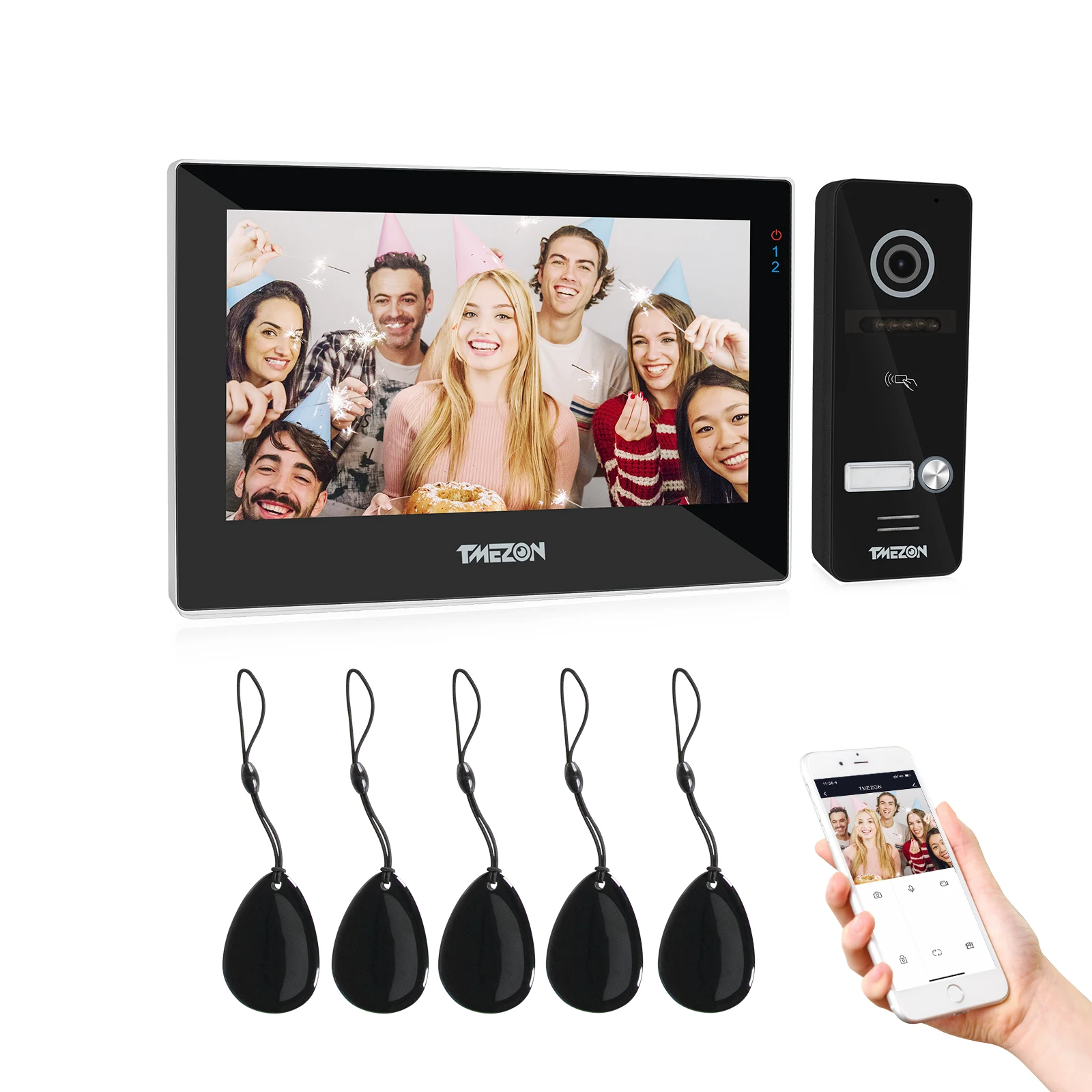 screen intercom TUYA TMEZON WiFi Video Doorphone Doorbell Intercom 7 Inch 1080P Touchscreen Monitor WithWired Camera(2M1C) APP/Swipe Card Unlock gate intercom systems with camera Door Intercom Systems