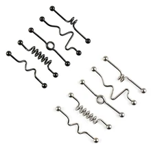 5 шт. промышленные серьги-штанги из нержавеющей стали 14 Gauge1/2 дюйма(38 мм) Прямые катушки волна твист серьги, Надеваемые На Ушной Хрящ Пирсинг тела