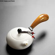 Белая фарфоровая деревянная ручка Боковая ручка чайный горшок керамика чайный набор костюм анти-скальдинг из нефрита и фарфора одна кружка, сосуды для питья дома