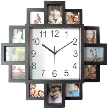 

16 Inch Photos Wall Clock Photo Frame Clock Multi Aperture Picture Photographs Display Gift For Home 12 Pictures Available