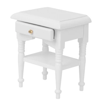 

1/12 2x doll bed cabinet miniature models furniture home decoration white wood