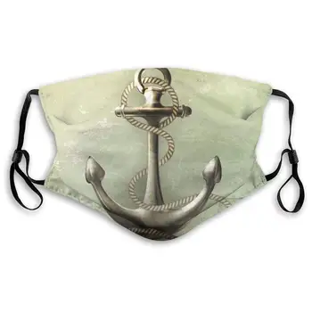 

Nautical Navy Anchor Washable Reusable Mask, Anti Dust Half Face Mouth Mask For Kids Teens Men Women With Adjustable Ear Loops