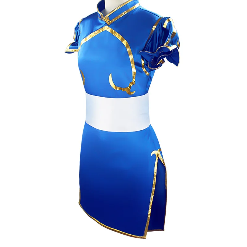 Game Street Fighter Chun-Li Cosplay Costume Chun Li Wig and Bracelet Accessories Woman and Girl Battle Dress Halloween Costume0 (3)