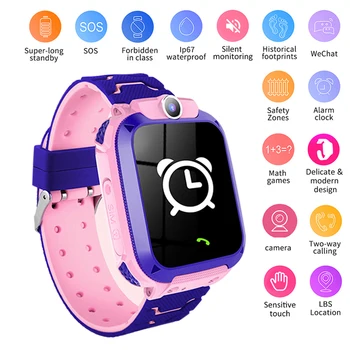 

S15A Multifunctional Chat Call Kids Children Smart Watch Tracker Band 1.44" Touch Screen Camera Alarm Clock LBS Positioning