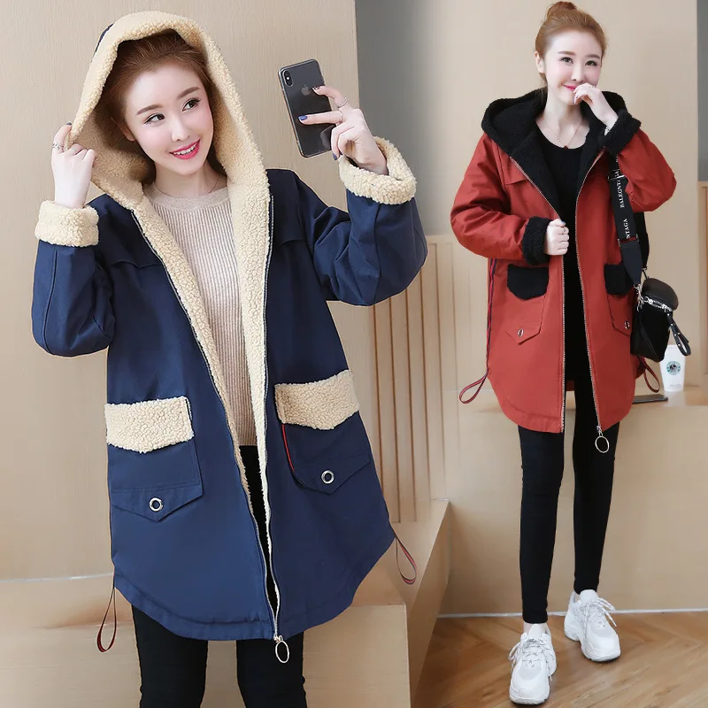 

Large Size Coat Winter Plus-sized Womenswear Mm2018 New Style 200 Lambs Wool Loose-Fit Slimming Women's Winter Middle Long Coat