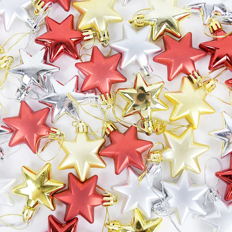 12pcs/lot Glitter Heart Star Pendant Christmas Tree Hanging Accessories Home Decorations DIY Christmas Festival Party Ornament christmas decorations