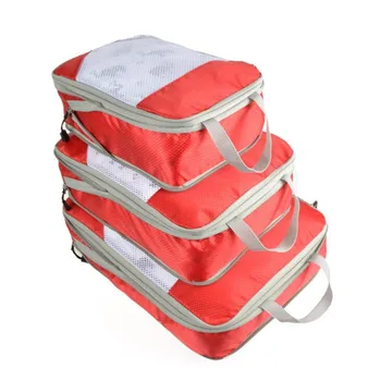 

LKEEP 3PCS/SET Travel Compression Packing Cubes, Luggage Suitcase Organizer Hanging Storage Bag ECO Premium Cloth