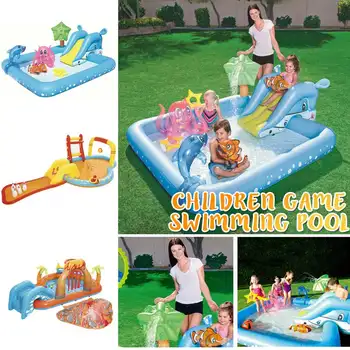 

Kids Inflatable Game Pool Fountain Baby Marine Ball Pool Children Portable Swimming Pool Garden Sprayed Slides Toys