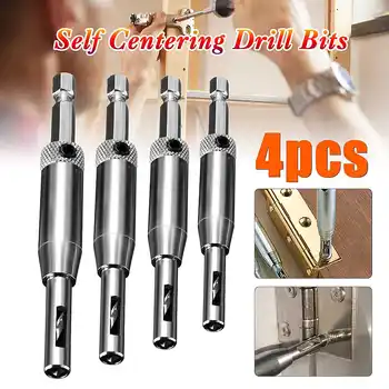 

4PCS Self Centering Hinge Drill Bits Set Kit Door Cabinet Wood Drilling Hole Cut Tool 5/64'' 7/64'' 9/64'' 11/64''
