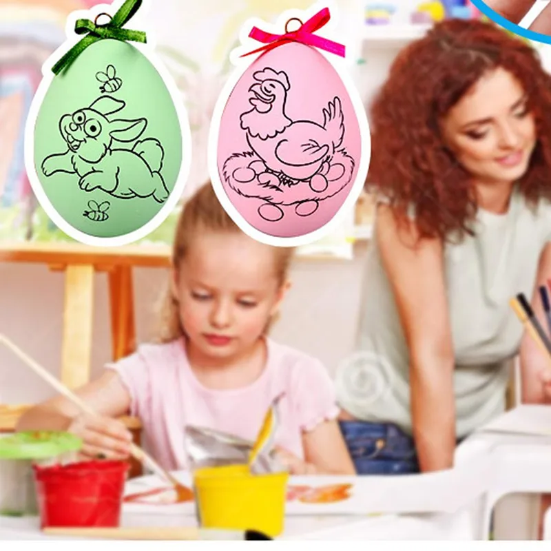 

Easter Hand Painted Egg Manual Simulation Fake Plastic Artificial Eggs Toys DIY Painting Easter Eggshell Educational Toy