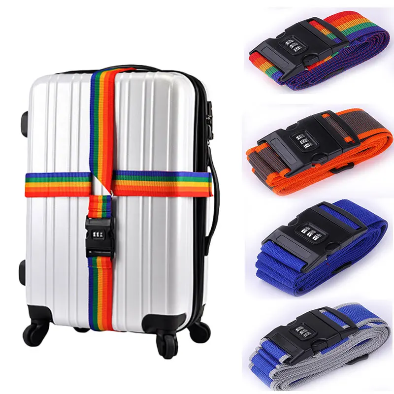 

Luggage Strap Cross Strap Packing 410CM Adjustable Travel Accessories Suitcase PP 3 Digits Password Lock Buckle Belt Belt Tag