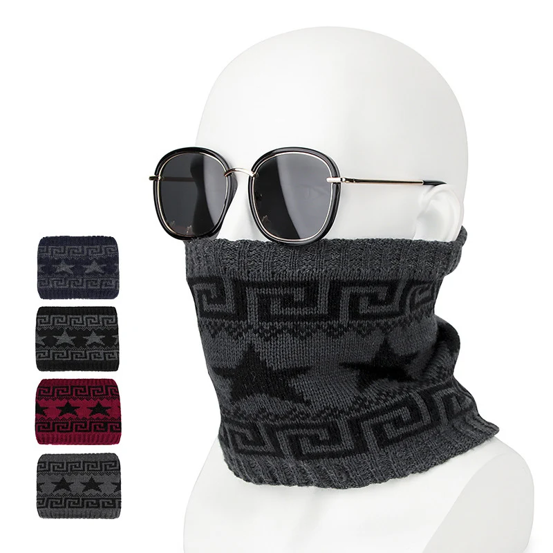 

2019 Casual Men's Winter Warm Velvet Knit Collar Scarf Outdoor Thick Cycling Earmuffs Scarves for Men