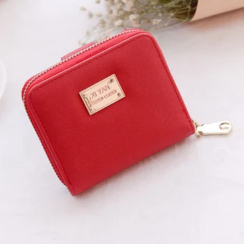 

Fashion Card Short Wallet Money Daily PU Leather Keys Gift Storage Holder Zipper Closure Women Coin Purse