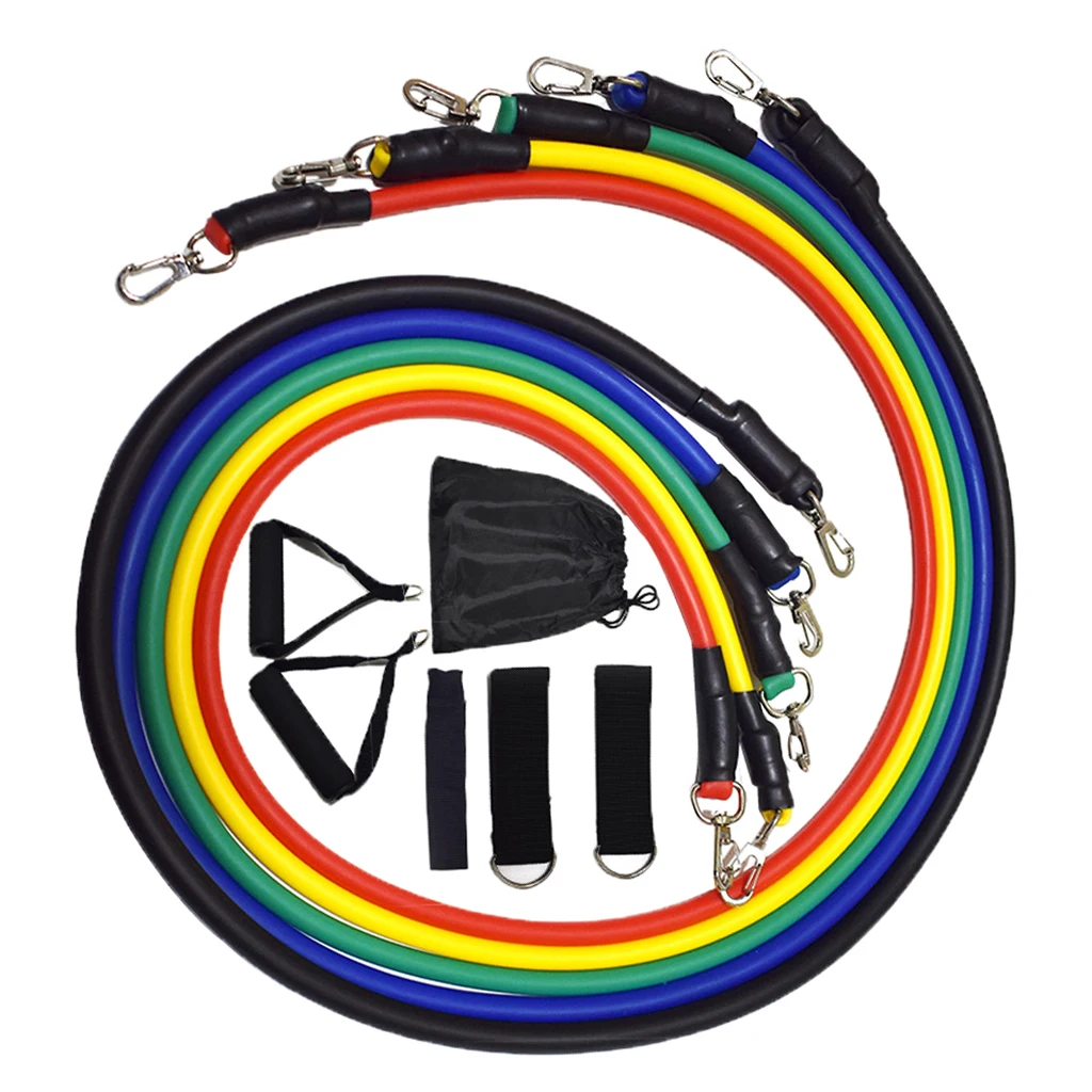 11pcs/set Resistance Bands Set Yoga Exercise Fitness Rubber Tubes Workout Bands Kit Home Gym Sports Excercise Fitness Equipment
