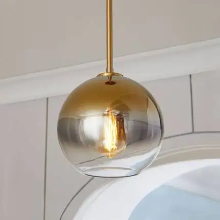 Champagne gold Современный стеклянный подвесной светильник, Круглый глобус, Подвесная лампа, скандинавский светильник, Светильники для гостиной, столовой, барной стойки, luminiare - Цвет корпуса: Champagne gold