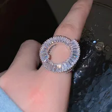 

OE Retro Light Luxury Zircon Stepper Stone Opening Adjustable Ring Woman Party Fashion Ring