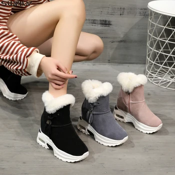 

SWYIVY Fashion Snow Boots Womens Shoes Short Plush Nubuck Solid 2019 New Zip Ankle Boots For Women Shoes Platform Winter Booties