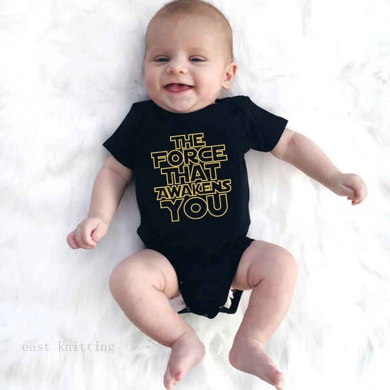 Black Baby Onesies Newborn Boy Girl Clothes Infant Toddler Bodysuit One-piece Jumpsuit Clothes 0-24M Letters Print Infant Tops